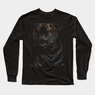 tiger, black shirt, colored tiger Long Sleeve T-Shirt